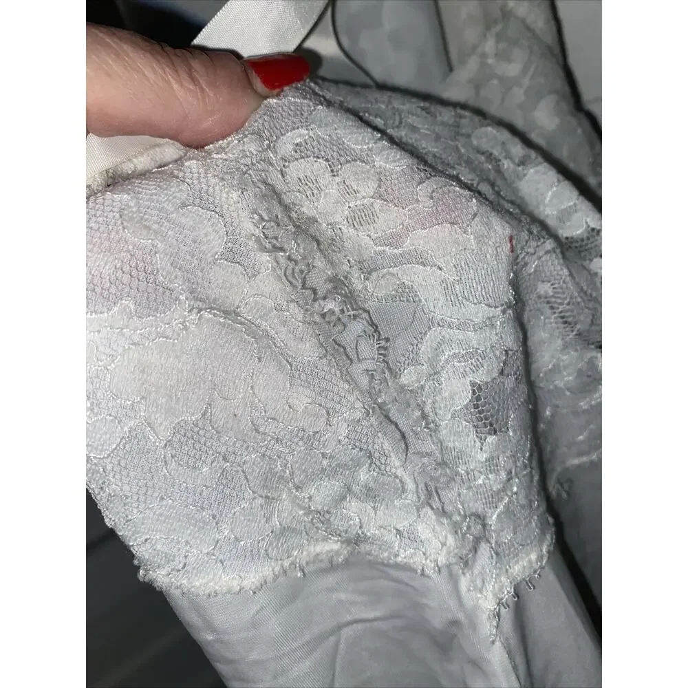 Vintage White Full Dress Slip Nightgown White 5" Lace Hem Sz Small / 34 - Picture 10 of 10